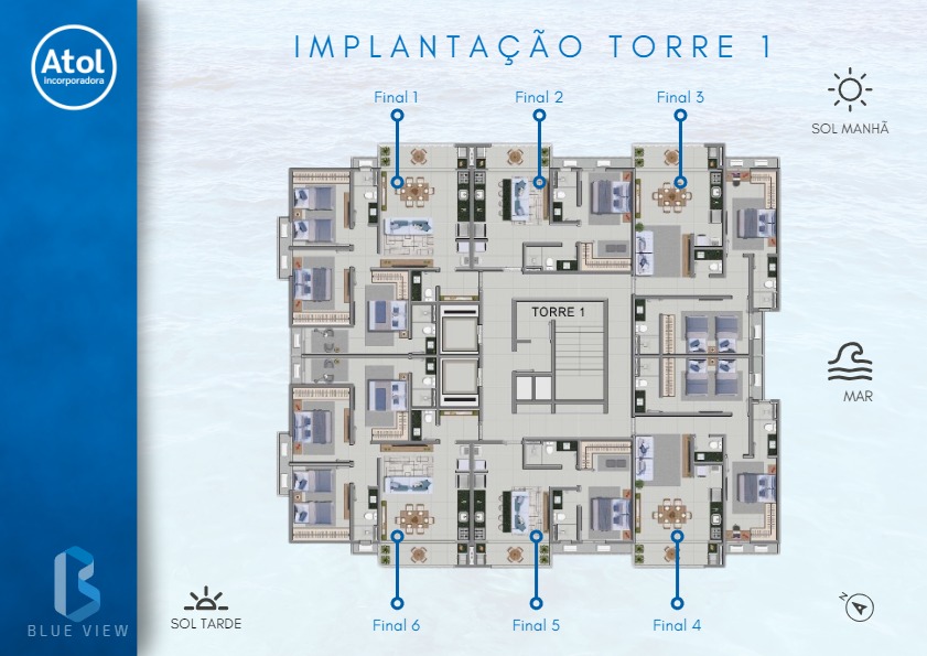 Planta - Residencial Blue View Apartamento com 67m², com 2 dormitórios - Martim de Sá - Rafael Melo