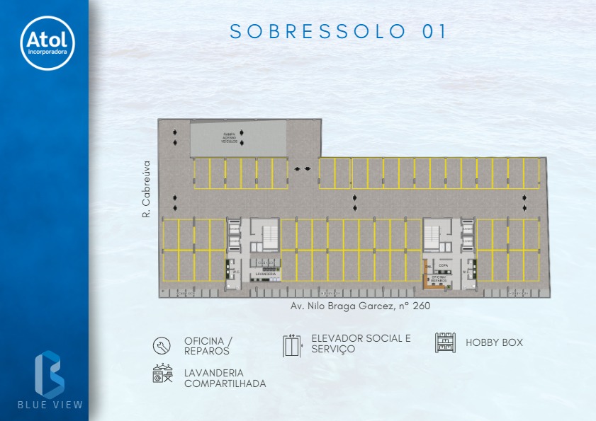 Planta - Residencial Blue View Apartamento com 67m², com 2 dormitórios - Martim de Sá - Rafael Melo