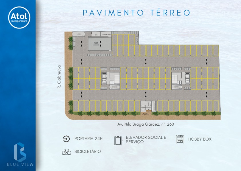 Planta - Residencial Blue View Apartamento com 67m², com 2 dormitórios - Martim de Sá - Rafael Melo